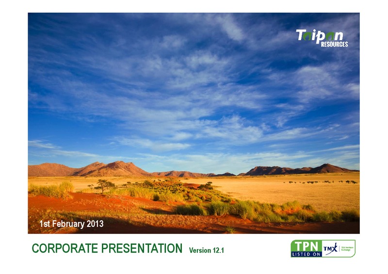 Corporate Presentation – Taipan Resources – slide 1
