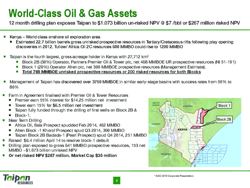 Corporate Presentation – Taipan Resources – slide 2