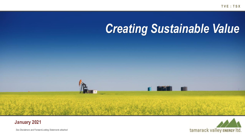 Corporate Presentation   January 2021 – Tamarack Valley Energy Ltd. – slide 1