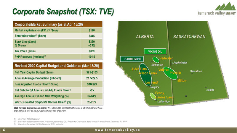 April 2020 Investor Presentation – Tamarack Valley Energy Ltd. – slide 2