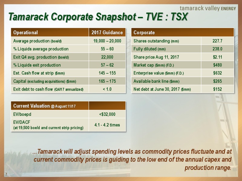 The Enercom Oil and Gas Conference August 2017 – Tamarack Valley Energy Ltd. – slide 6