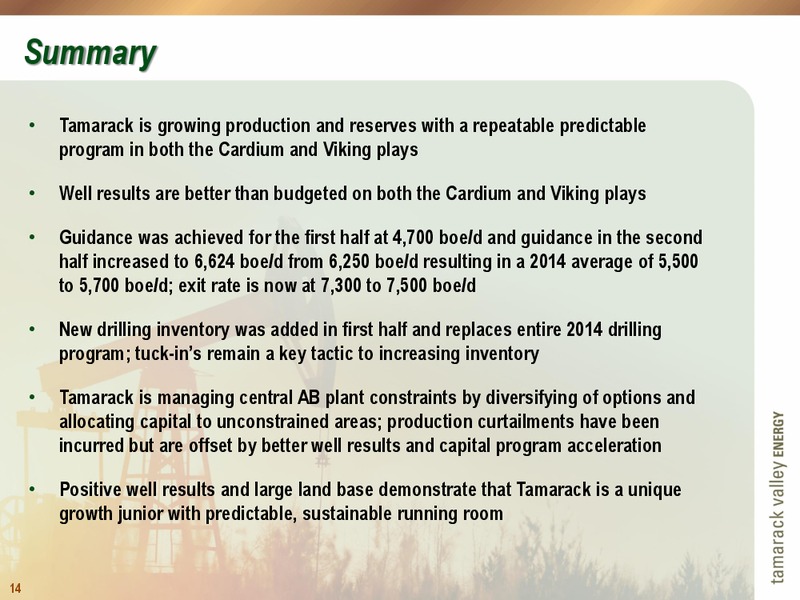THE ENERCOM OIL AND GAS CONFERENCE – Tamarack Valley Energy Ltd. – slide 14