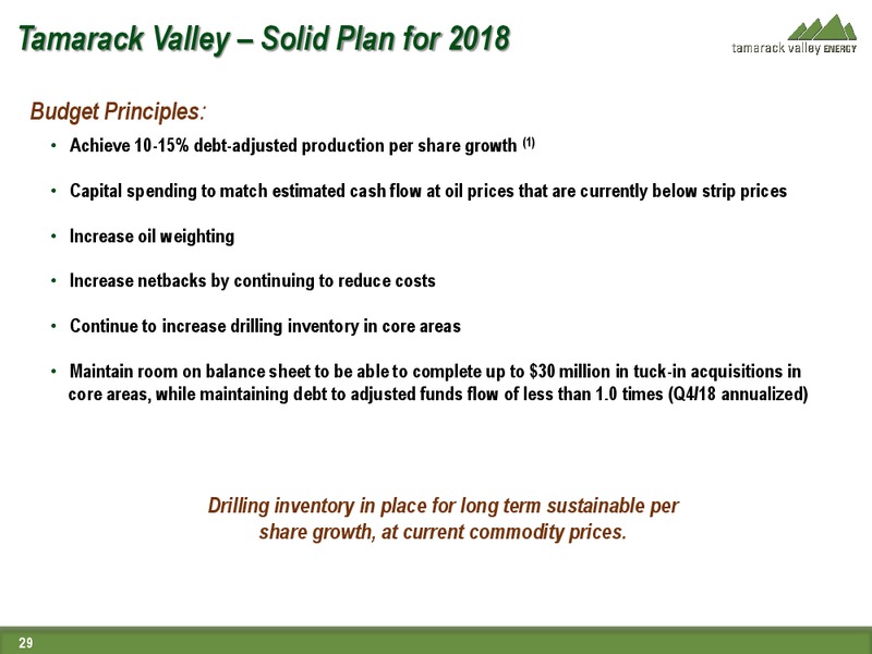 August 2018 Enercom Conference – Tamarack Valley Energy Ltd. – slide 27