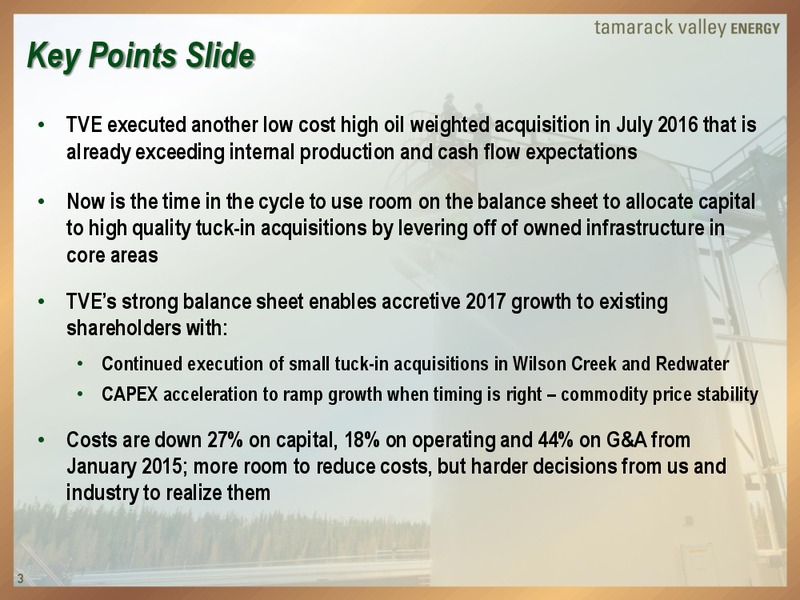 September 2016 Investor Presentation – Tamarack Valley Energy Ltd. – slide 2
