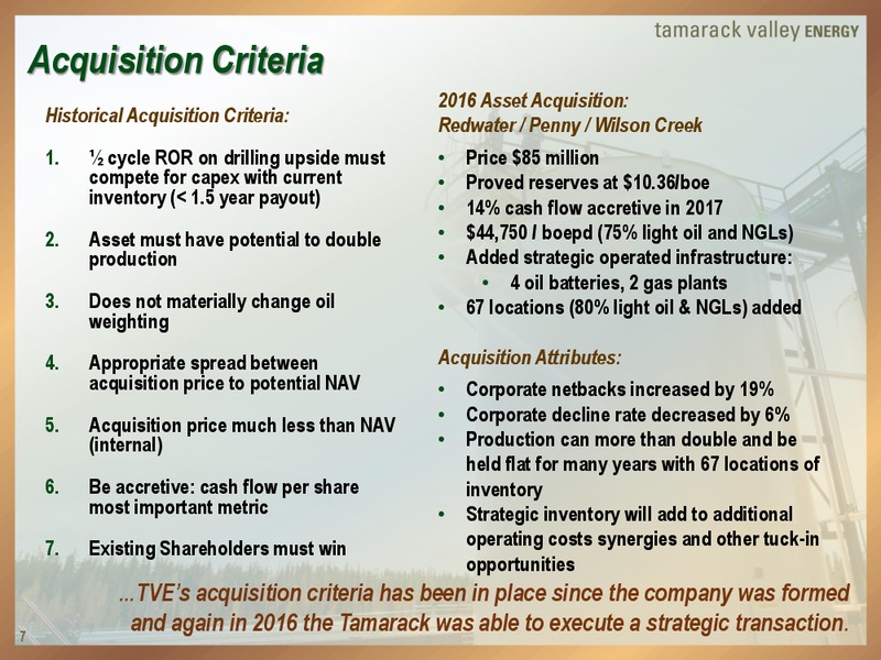 September 2016 Investor Presentation – Tamarack Valley Energy Ltd. – slide 6