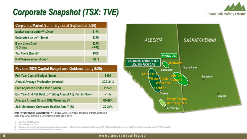 September 2020 Corporate Presentation – Tamarack Valley Energy Ltd. – slide 2