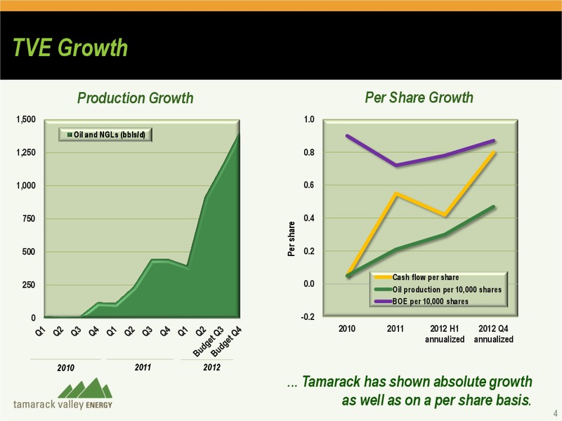 PETERS AND CO LIMITED 2012 ENERGY CONFERENCE – Tamarack Valley Energy Ltd. – slide 4