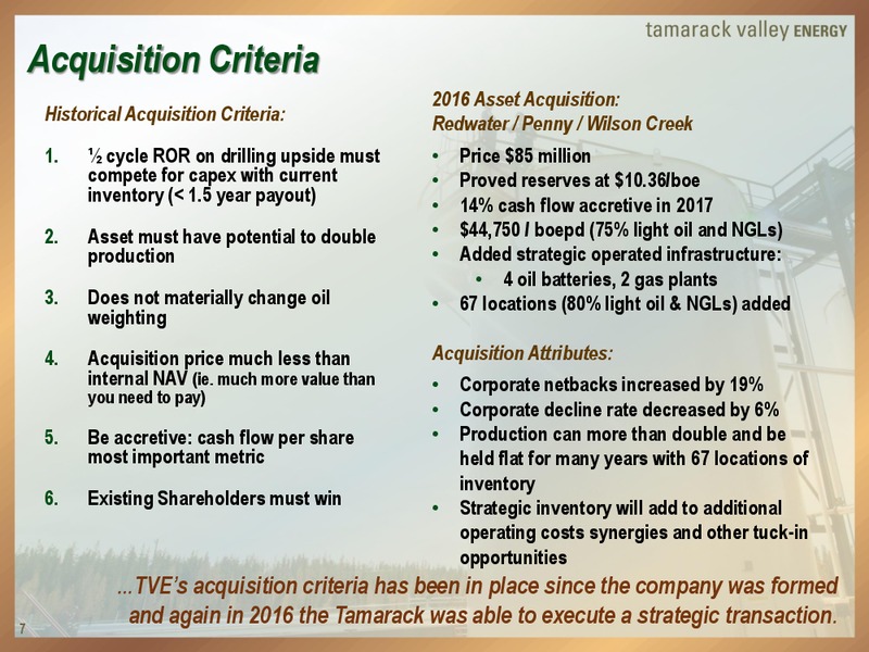 September 2016 Investor Presentation – Tamarack Valley Energy Ltd. – slide 6