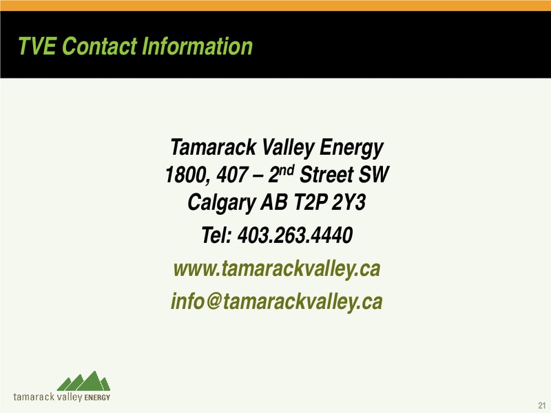 CANACCORD GENUITY INVESTOR CONFERENCE – Tamarack Valley Energy Ltd. – slide 20