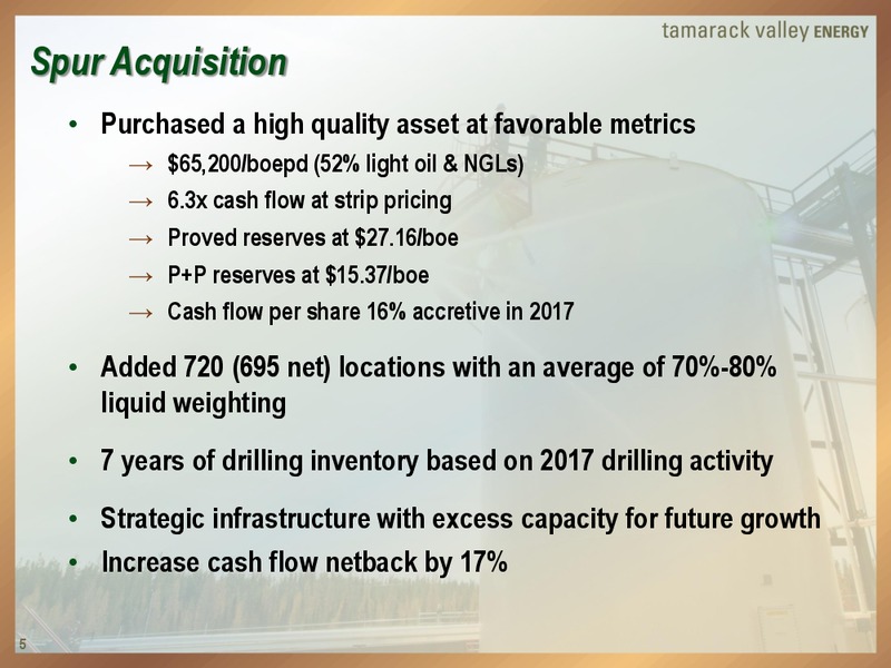 Transformational Acquisition Increases Growth Profile Presentation – Tamarack Valley Energy Ltd. – slide 4