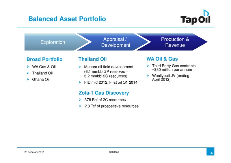 Investor Presentation – Tap Oil – slide 3