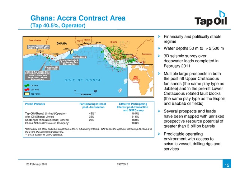 Investor Presentation – Tap Oil – slide 11