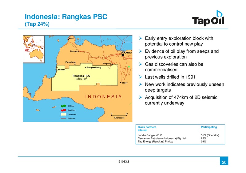 Investor Presentation Update – Tap Oil – slide 19