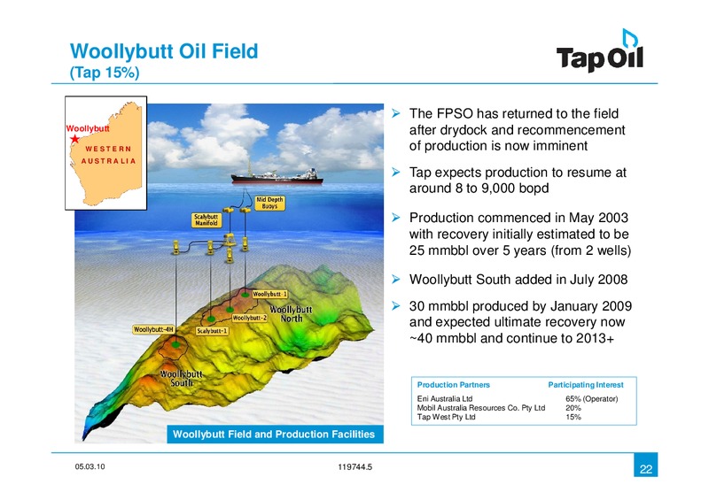 Investor Presentation – Tap Oil – slide 22