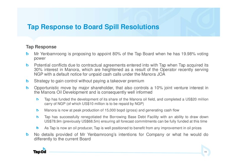 March 2015 Investor Presentation – Tap Oil – slide 10