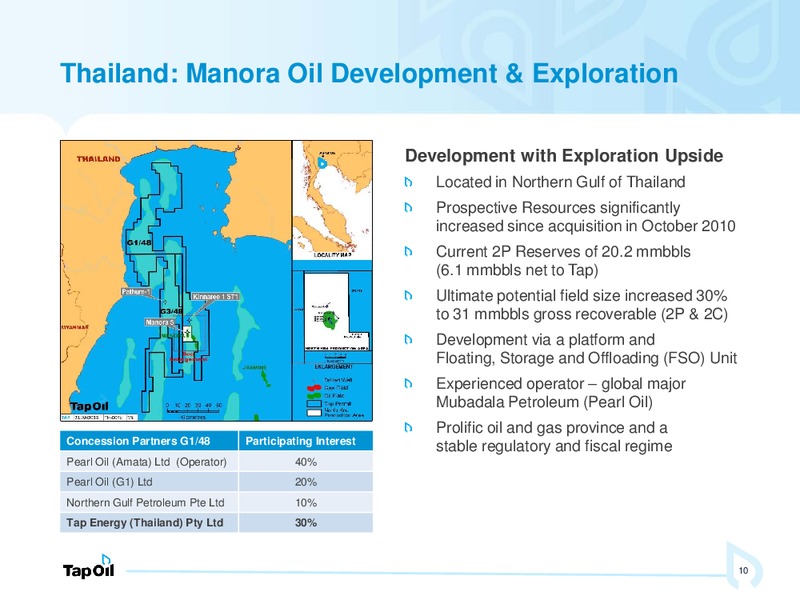 Investor Presentation – Tap Oil – slide 9
