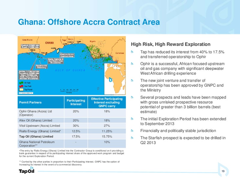 Investor Presentation – Tap Oil – slide 18