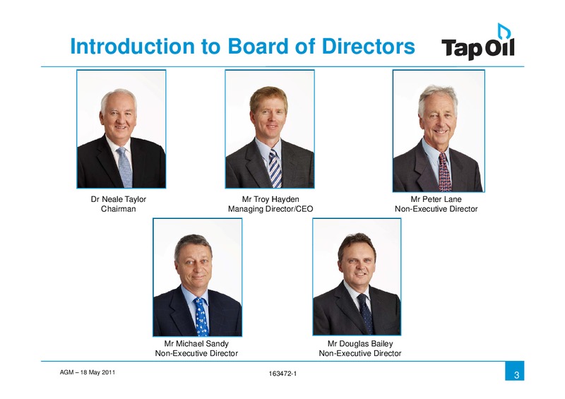 2011 AGM – Tap Oil – slide 3