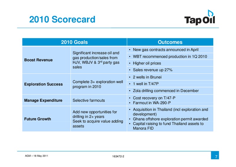 2011 AGM – Tap Oil – slide 6