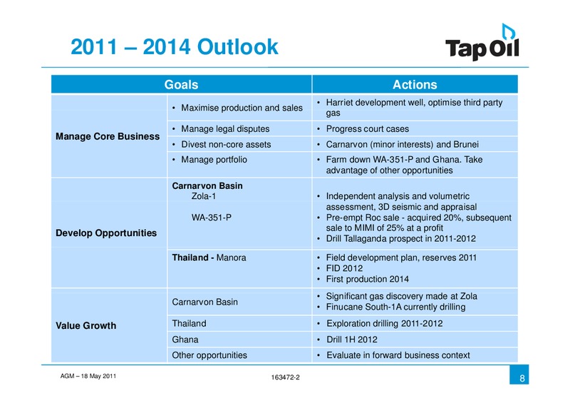 2011 AGM – Tap Oil – slide 7