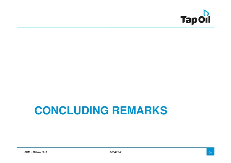 2011 AGM – Tap Oil – slide 19