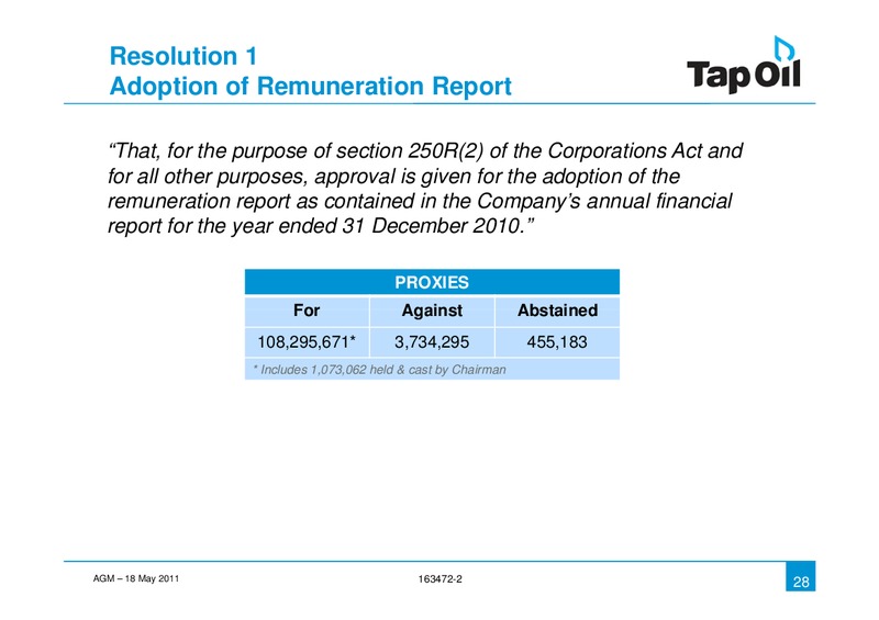 2011 AGM – Tap Oil – slide 26