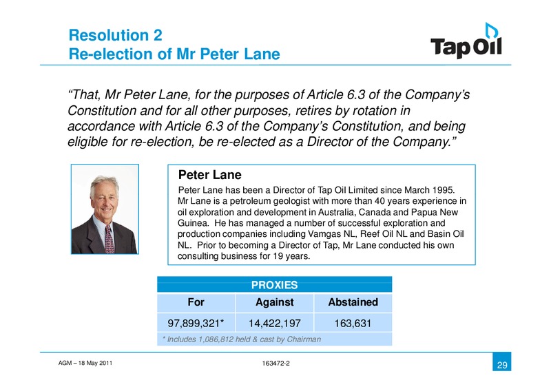 2011 AGM – Tap Oil – slide 27