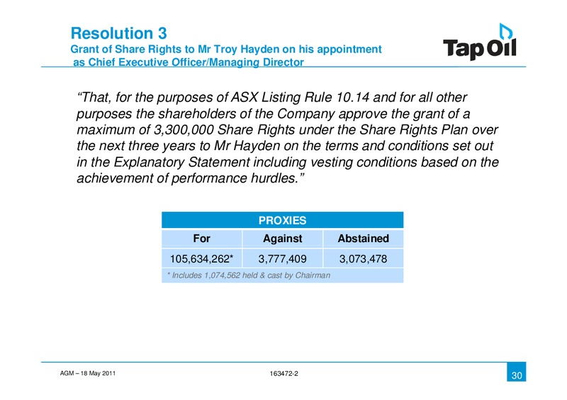 2011 AGM – Tap Oil – slide 28