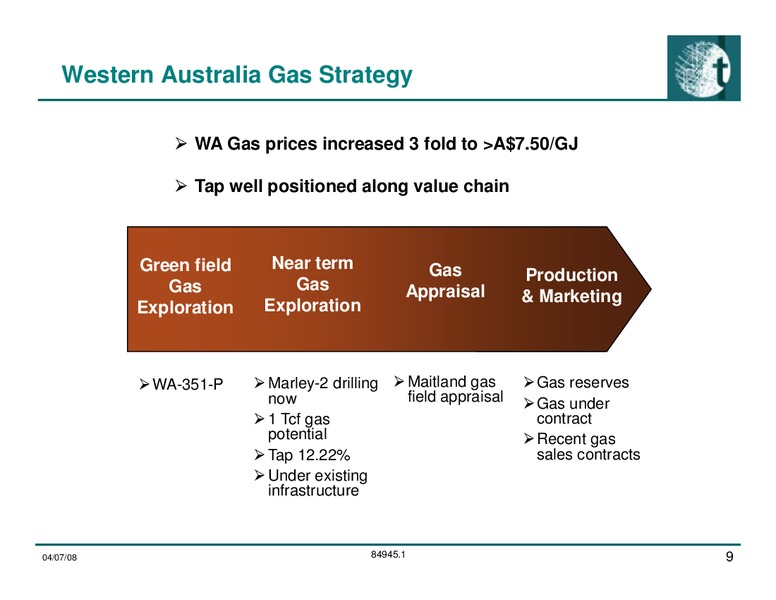 Investor Presentation – Tap Oil – slide 9