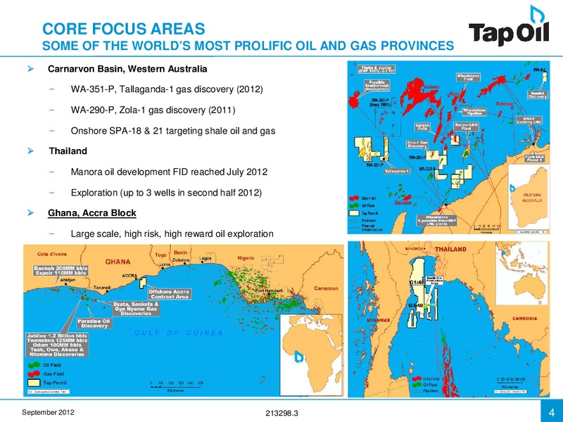 PRESENTATION TO THE EUROZ OIL AND GAS CONFERENCE – Tap Oil – slide 3