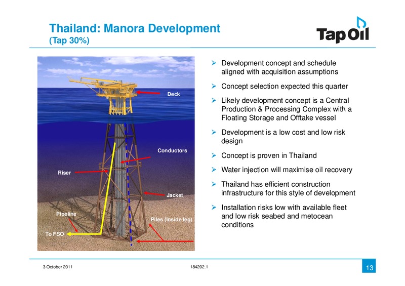 Investor Presentation Update – Tap Oil – slide 12
