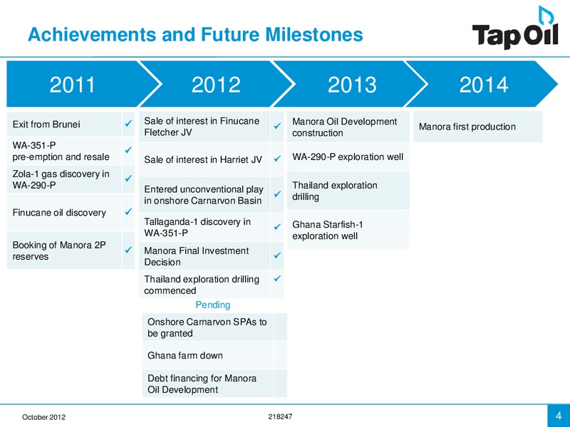 Investor Presentation – Tap Oil – slide 3