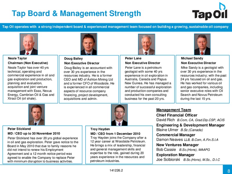 November 2010 Investor Presentation – Tap Oil – slide 7