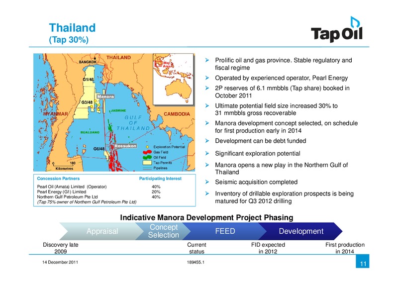 December 2011 Investor Presentation – Tap Oil – slide 10
