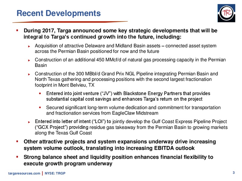 3Q Earnings Supplement – Targa Resources Corp. – slide 2