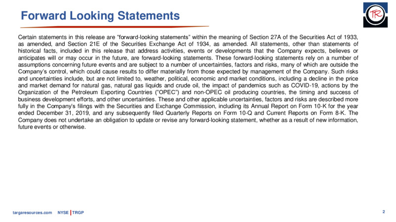 1Q 2020 Earnings Presentation – Targa Resources Partners Lp – slide 2
