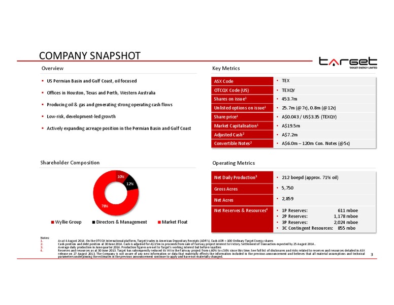 ENERCOM OIL AND GAS CONFERENCE – Target Energy Limited – slide 2
