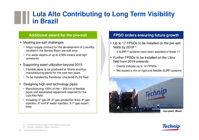 Q1 2015 Results – Technip – slide 16