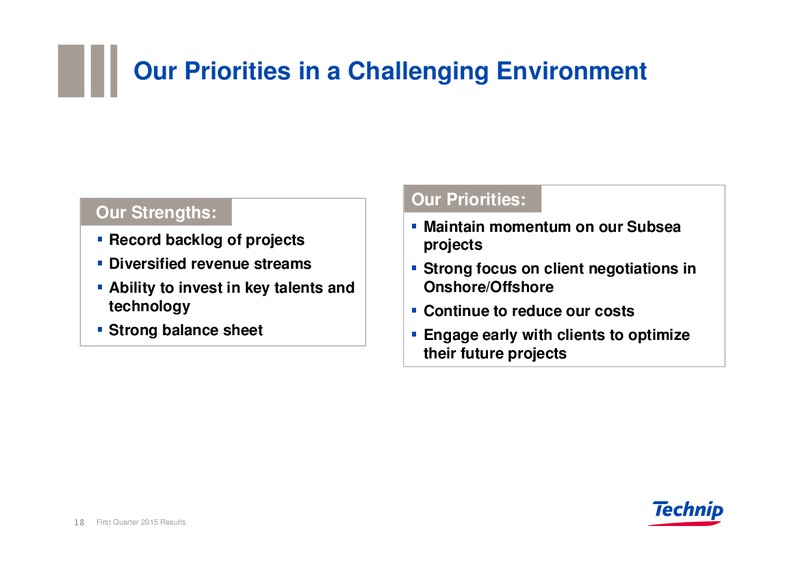 Q1 2015 Results – Technip – slide 18