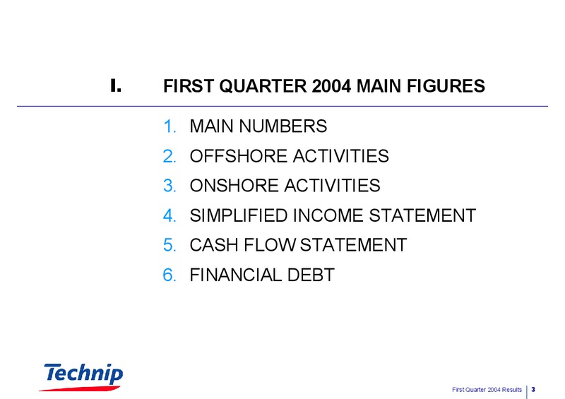 Q1 2004 RESULTS – Technip – slide 3