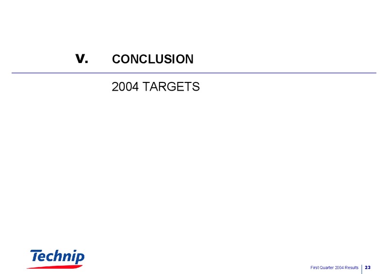 Q1 2004 RESULTS – Technip – slide 23