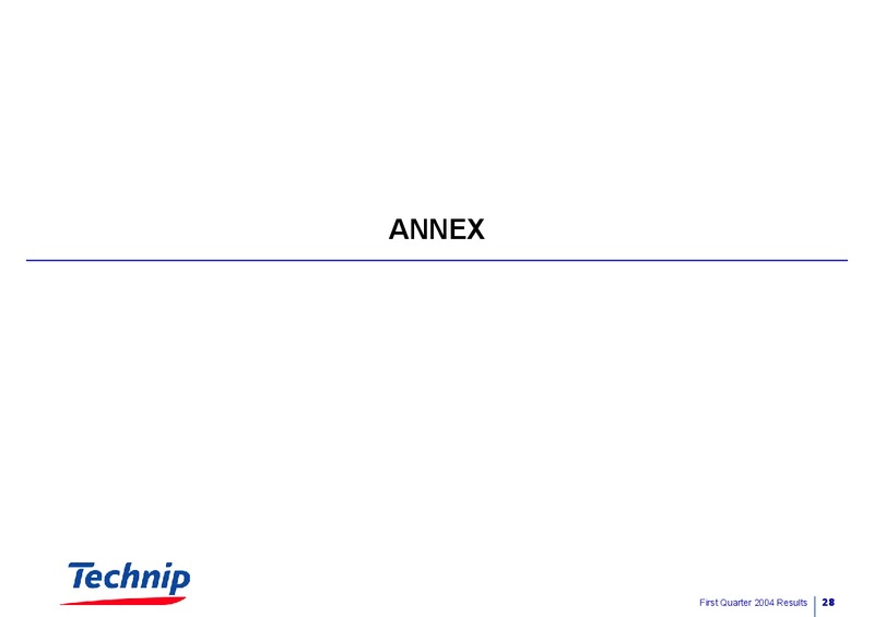 Q1 2004 RESULTS – Technip – slide 27