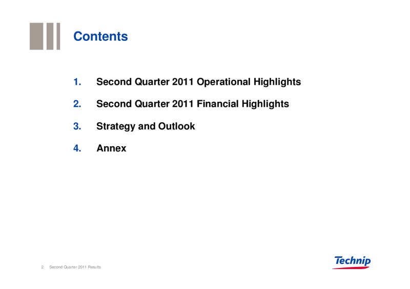Q2 2011 RESULTS – Technip – slide 2
