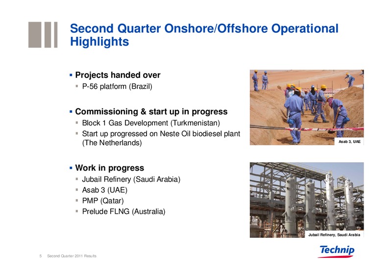Q2 2011 RESULTS – Technip – slide 5