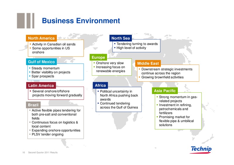 Q2 2011 RESULTS – Technip – slide 16