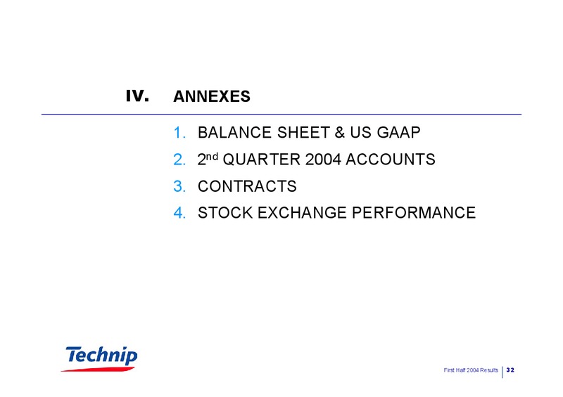 Q2 2004 RESULTS – Technip – slide 32