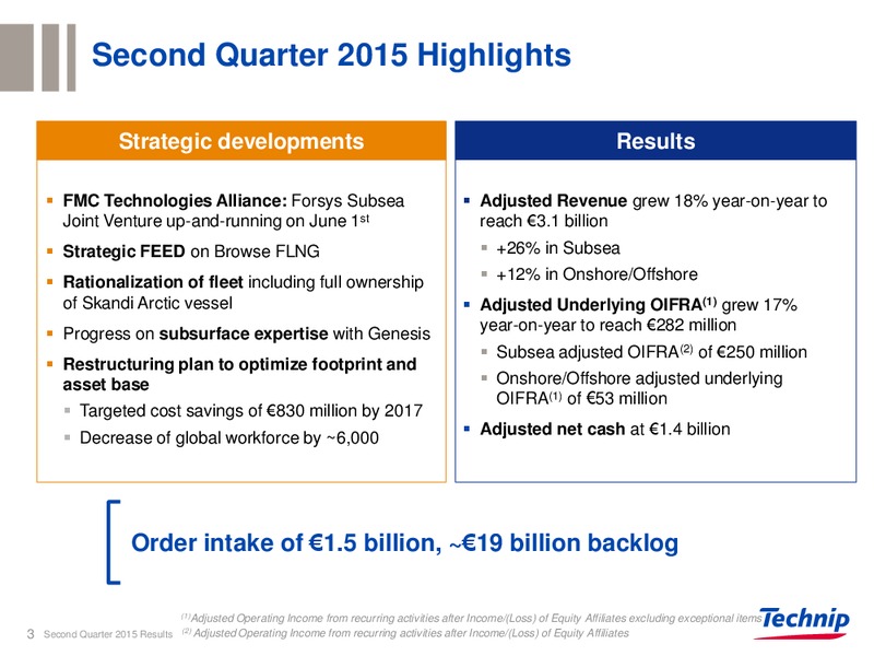 Q2 2015 RESULTS – Technip – slide 2