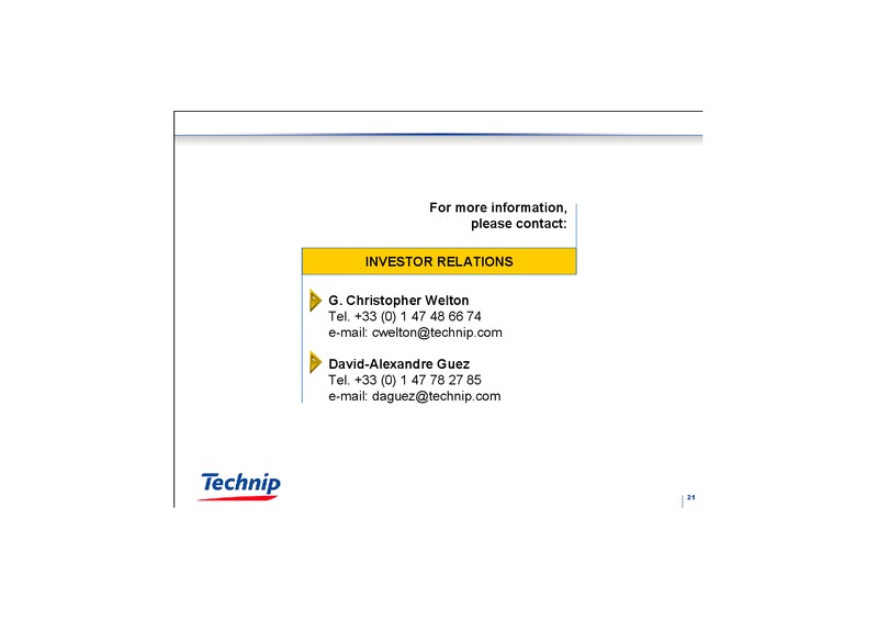 Q2 2003 RESULTS – Technip – slide 21
