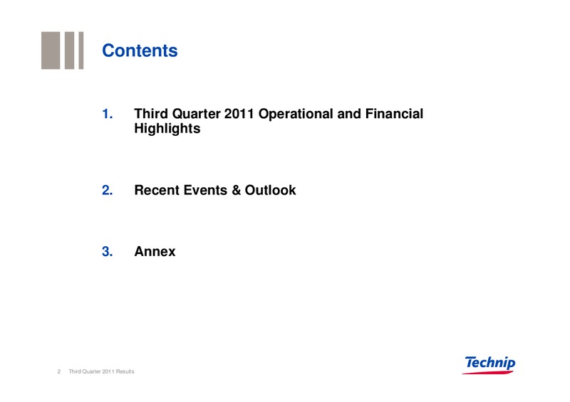 Q3 2011 RESULTS – Technip – slide 2
