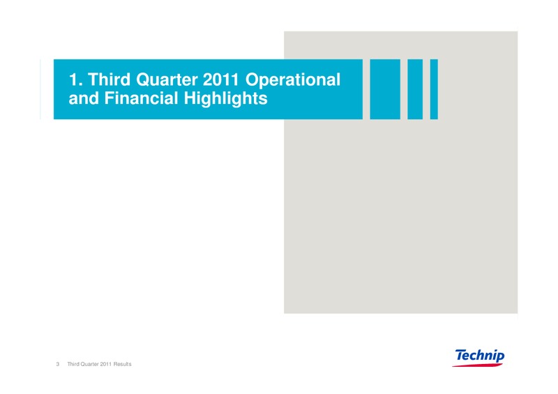 Q3 2011 RESULTS – Technip – slide 3